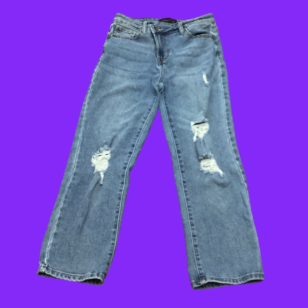 Kendall + Kylie The Icon High Rise Straight Distressed Jeans Blue Size 3/26